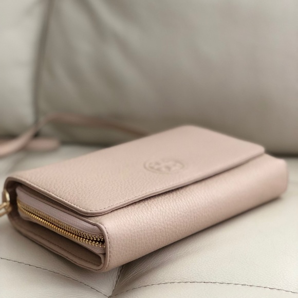 Tory Burch Bombe Flat Wallet Crossbody Light Oak - Picture 3 of 8